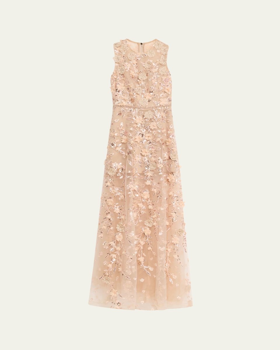 Arielle Floral Embroidered Sleeveless Gown